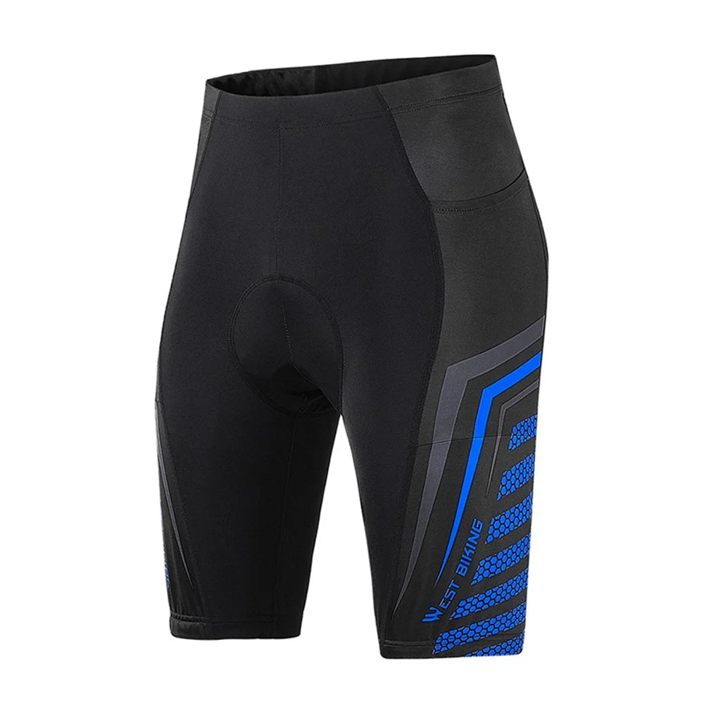 WEST BIKING Men's Cycling Shorts Thickened Shockproof 3D Pad MTB Road Bike Team Tights Summer Breathable Underwear Shorts - Black/Blue M - 2