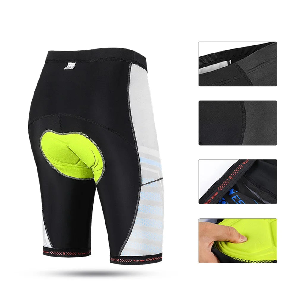 WEST BIKING Men's Cycling Shorts Thickened Shockproof 3D Pad MTB Road Bike Team Tights Summer Breathable Underwear Shorts - Black/Blue M - 4