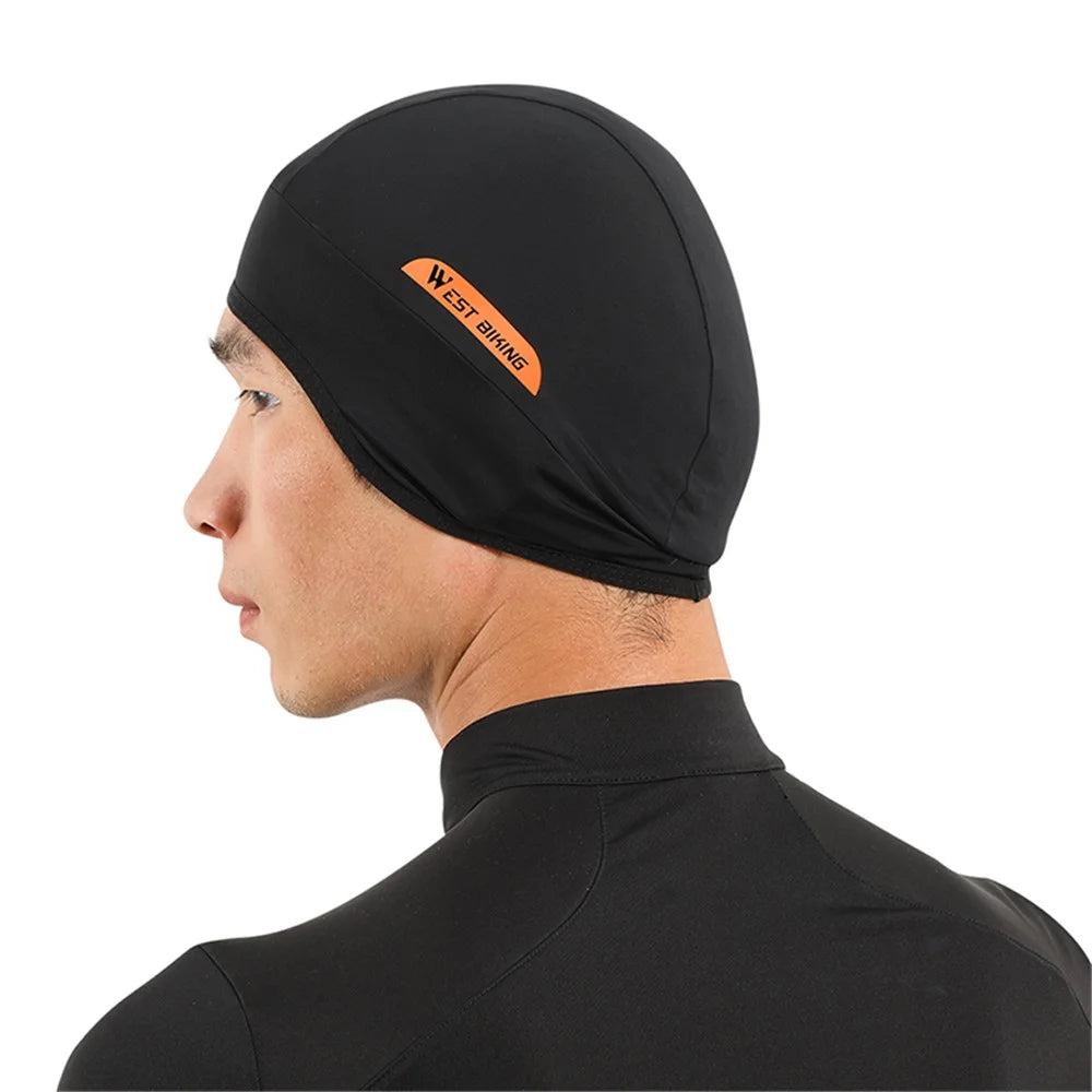 WEST BIKING Cycling Bicycle Cap Headwear Summer Ice Silk Breathable Sport Cap Helmet Lining Hat - Black - 7