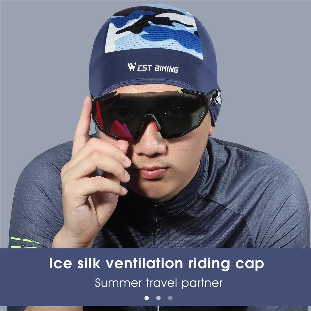 WEST BIKING YP0201295 Cycling Cap Summer Anti-UV MTB Road Bike Motorcycle Helmet Liner Ice Silk Breathable Sport Headwear - Blue - 2