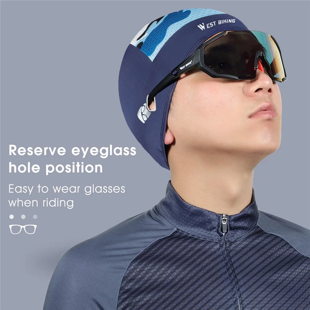 WEST BIKING YP0201295 Cycling Cap Summer Anti-UV MTB Road Bike Motorcycle Helmet Liner Ice Silk Breathable Sport Headwear - Blue - 3