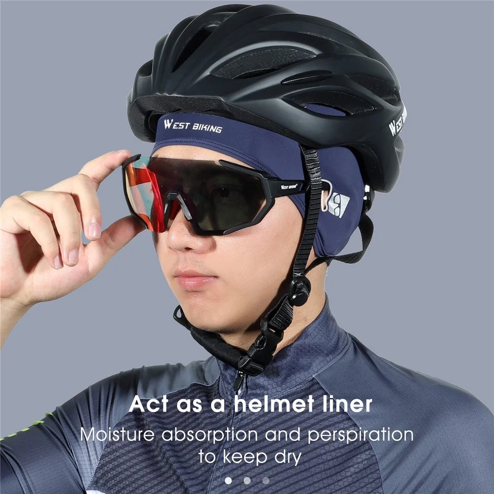 WEST BIKING YP0201295 Cycling Cap Summer Anti-UV MTB Road Bike Motorcycle Helmet Liner Ice Silk Breathable Sport Headwear - Blue - 4