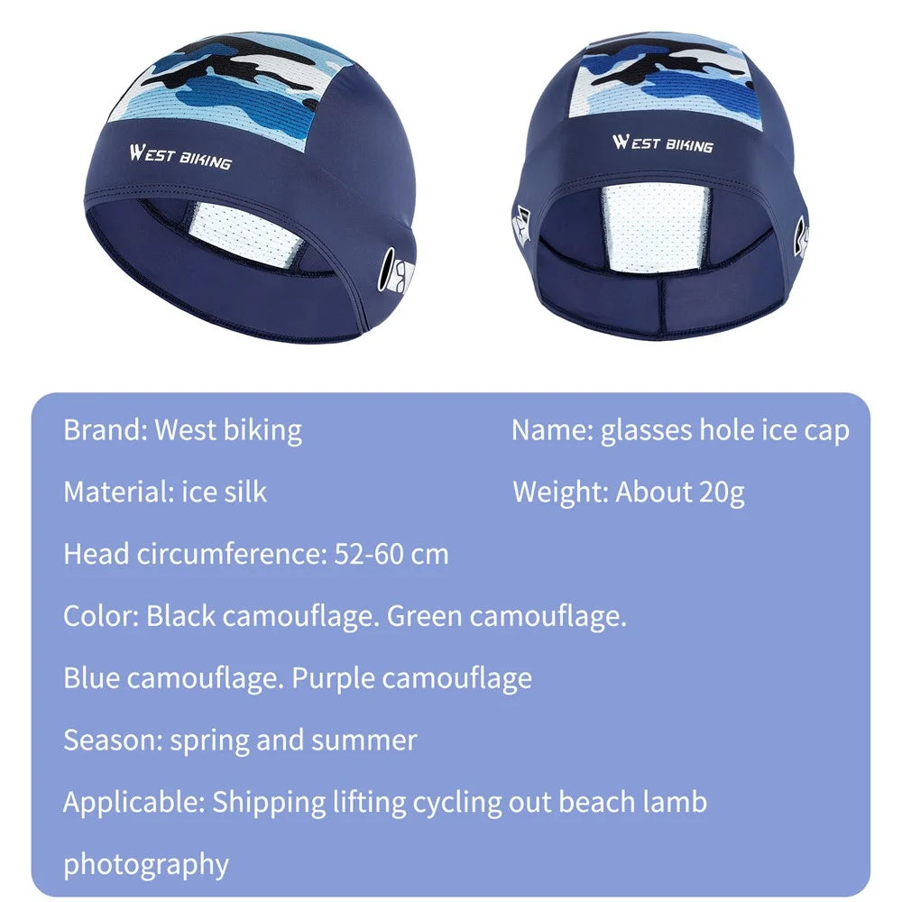 WEST BIKING YP0201295 Cycling Cap Summer Anti-UV MTB Road Bike Motorcycle Helmet Liner Ice Silk Breathable Sport Headwear - Blue - 7