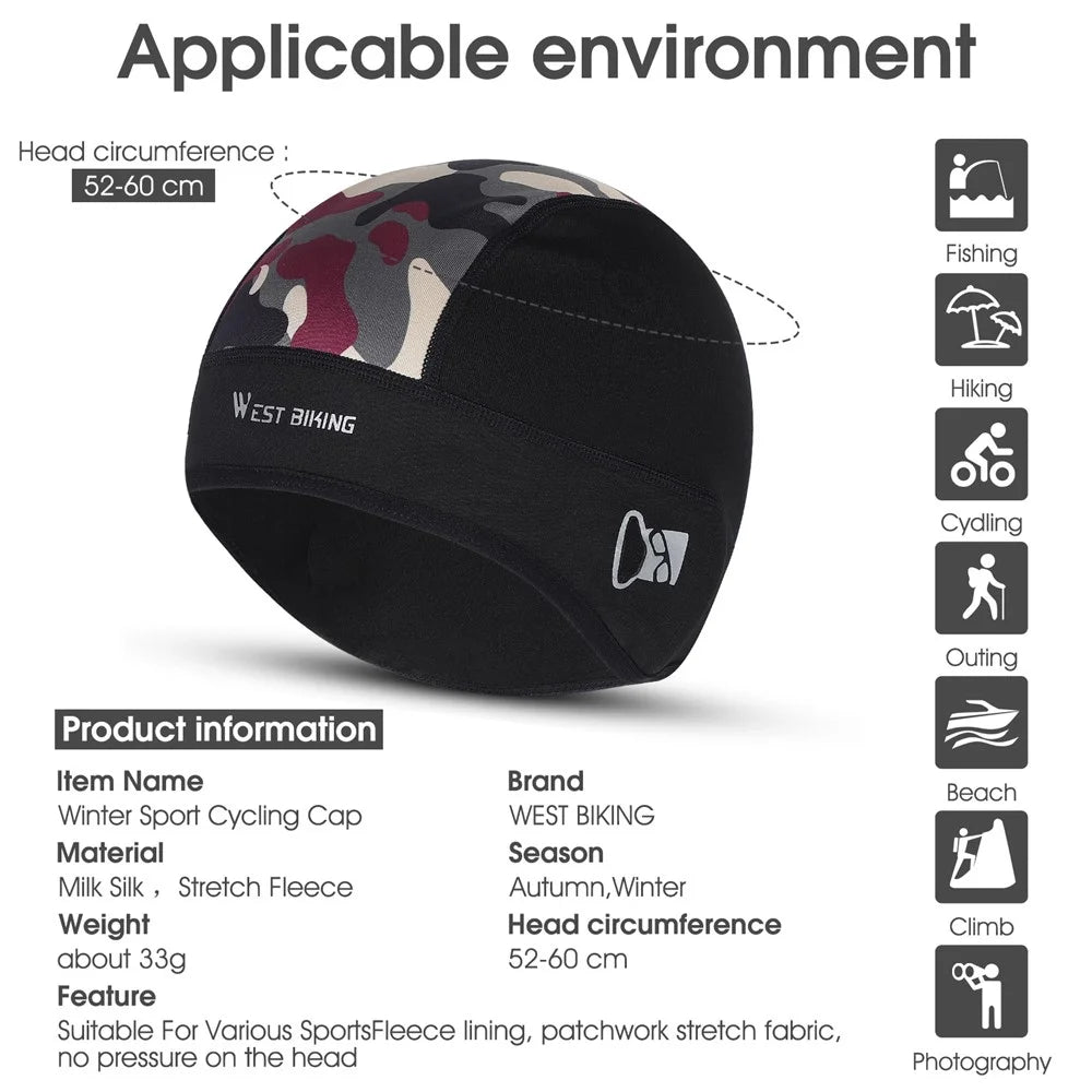 WEST BIKING YP0201299 Winter Cycling Warm Camouflage Head Cap Elastic Hat with Glasses Holes - Black - 4