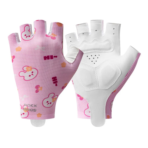ROCKBROS Cute Cartoon Pattern Kids Cycling Gloves Breathable Half Finger Bike Gloves for Boys Girls - Rabbit/S - 1