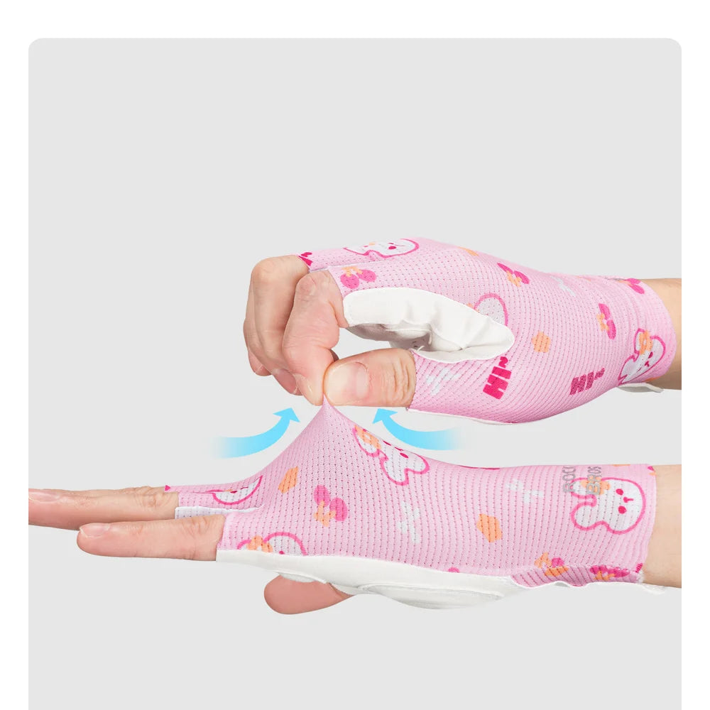 ROCKBROS Cute Cartoon Pattern Kids Cycling Gloves Breathable Half Finger Bike Gloves for Boys Girls - Rabbit/S - 3