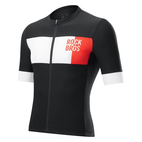 ROCKBROS Men Cycling Jersey Moisture Wicking Summer Short Sleeve Zipper Top for Mountain Road Bike - Black/S/European Size - 1