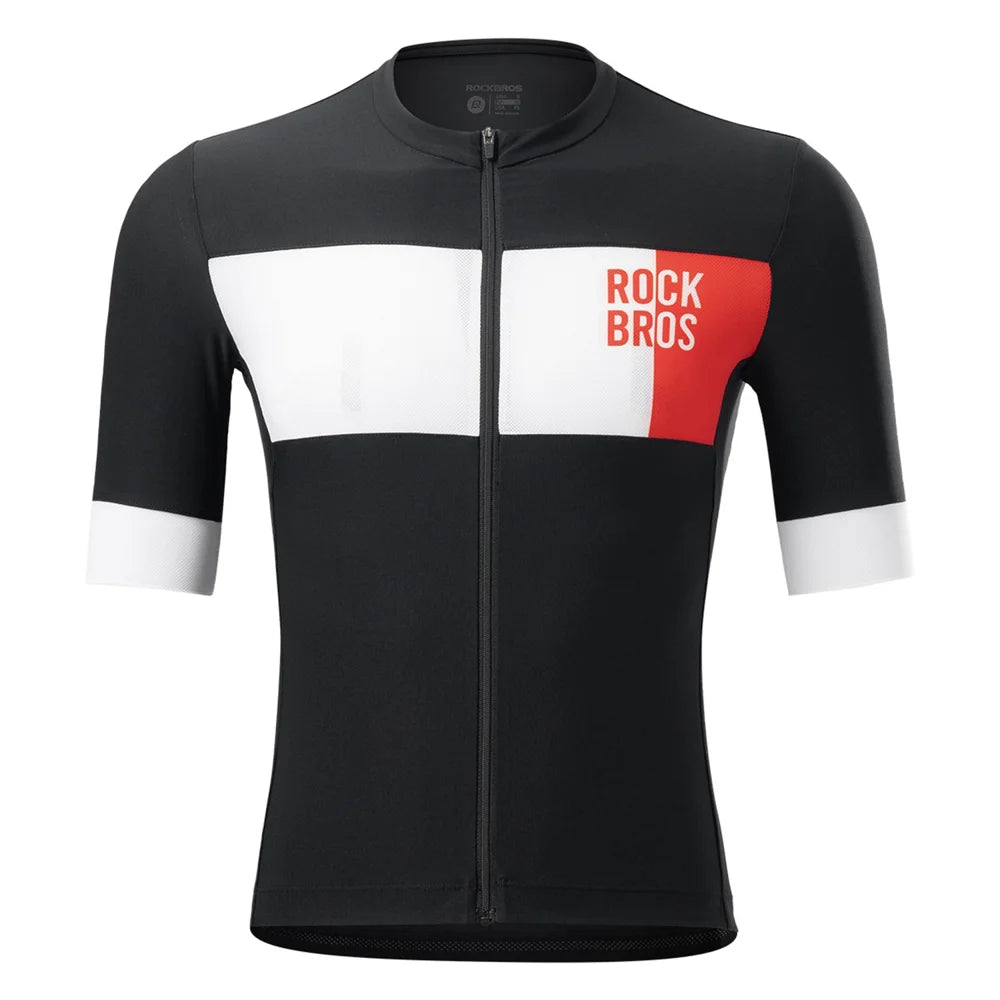 ROCKBROS Men Cycling Jersey Moisture Wicking Summer Short Sleeve Zipper Top for Mountain Road Bike - Black/S/European Size - 3