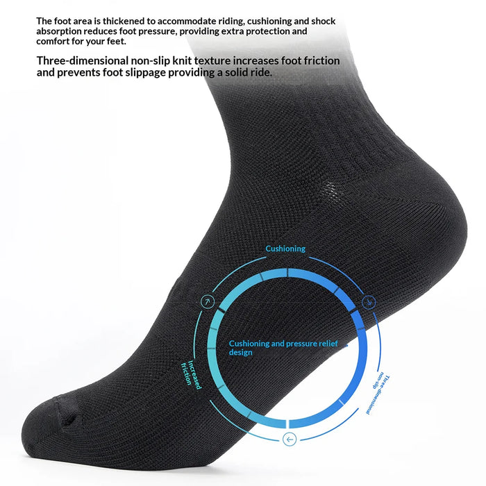 ROCKBROS 490068001 Breathable Cycling Socks Anti Bacterial Mid Calf Socks for Road Mountain Bike - Black/M - 5