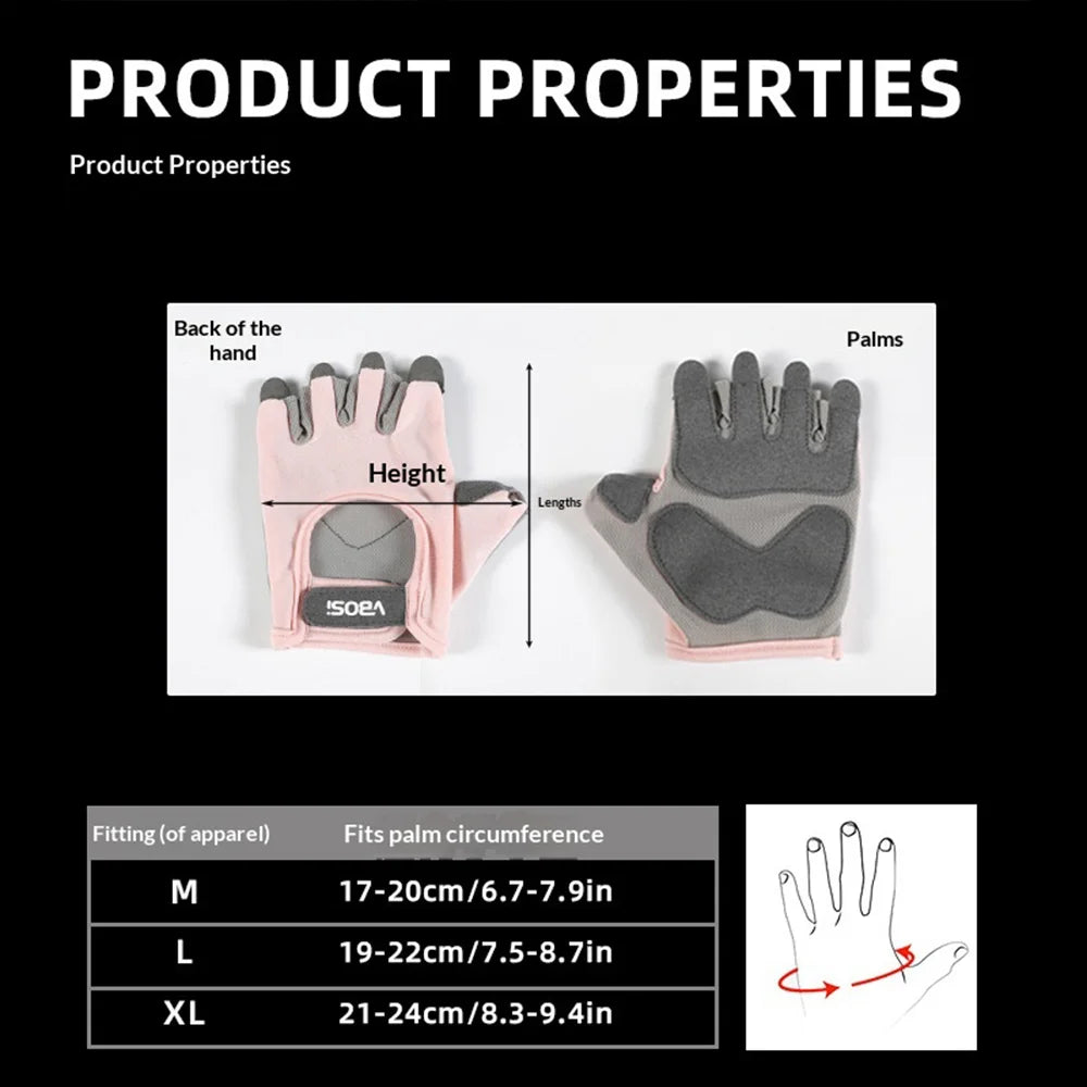 VBOSI 6204V Breathable Fitness Gloves Anti-Slip Half Finger Gym Workout Gloves for Weightlifting Cycling - Black/M - 6