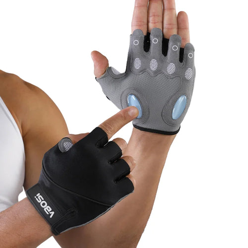 VBOSI 8104V Half Finger Fitness Gloves 3.5mm Anti-slip Palm Pad Shock Absorbing Gloves for Rope Skipping Gym - Black/M - 1