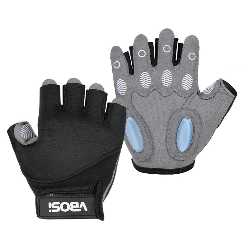 VBOSI 8104V Half Finger Fitness Gloves 3.5mm Anti-slip Palm Pad Shock Absorbing Gloves for Rope Skipping Gym - Black/M - 6