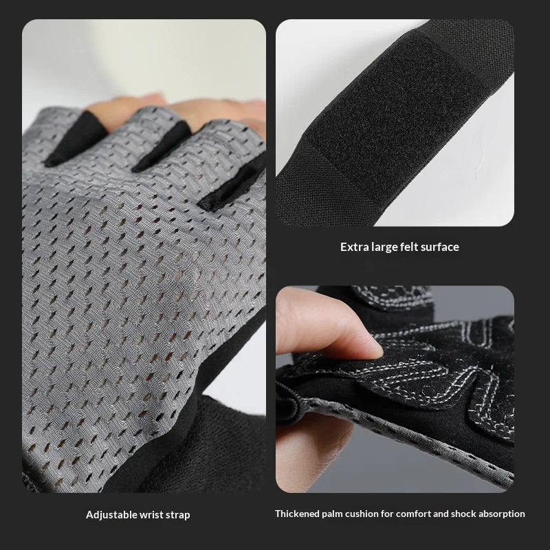 VBOSI 5104V Workout Gloves with Compression Wrist Strap Half Finger Gym Gloves for Weightlifting Cycling - Black/M - 3