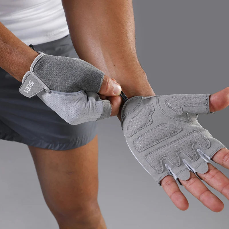 VBOSI 9104V Half Finger Gloves Anti-slip Honeycomb Pad Shock Absorbing Fitness Gloves for Climbing Cycling - Black/M - 2