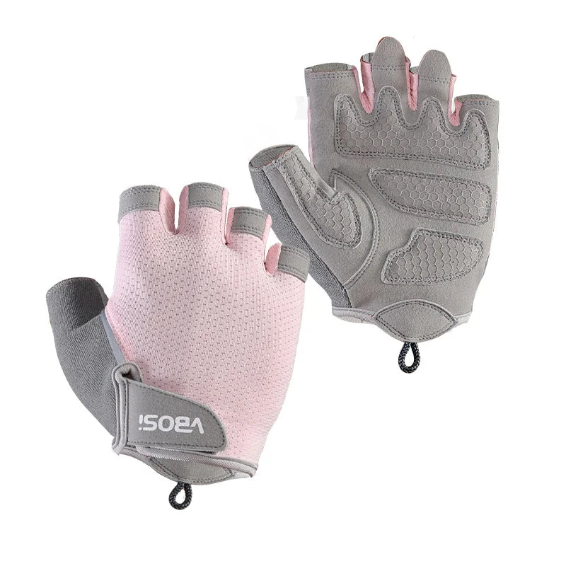VBOSI 9104V Half Finger Gloves Anti-slip Honeycomb Pad Shock Absorbing Fitness Gloves for Climbing Cycling - Black/M - 7