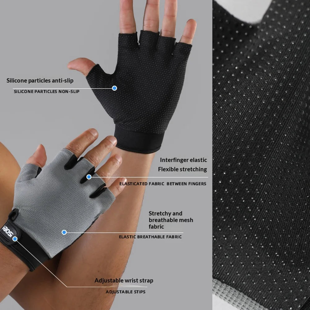 VBOSI 1204V Half Finger Gym Gloves Breathable Non-slip Workout Gloves for Outdoor Climbing Training - Black/M - 3