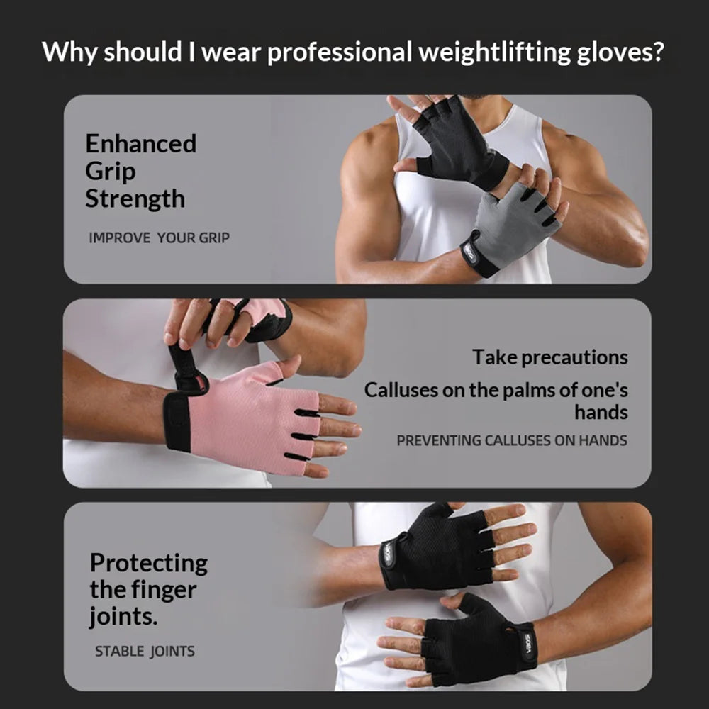 VBOSI 1204V Half Finger Gym Gloves Breathable Non-slip Workout Gloves for Outdoor Climbing Training - Black/M - 4