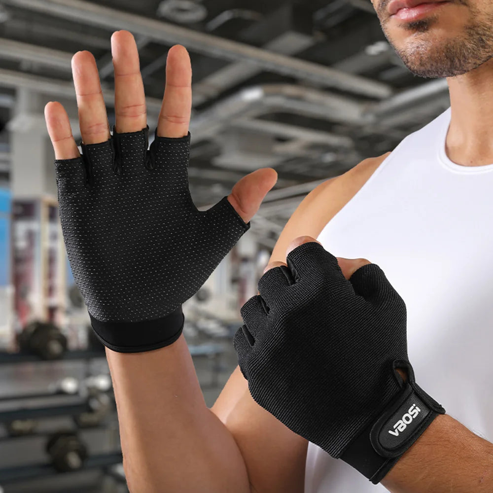 VBOSI 1204V Half Finger Gym Gloves Breathable Non-slip Workout Gloves for Outdoor Climbing Training - Black/M - 5
