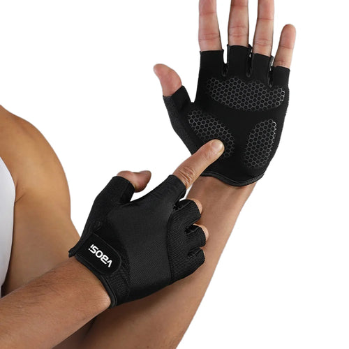 VBOSI 4204V Workout Gloves Shock Absorbing Half Finger Weight Lifting Training Anti-Slip Gym Gloves - Black/M - 1