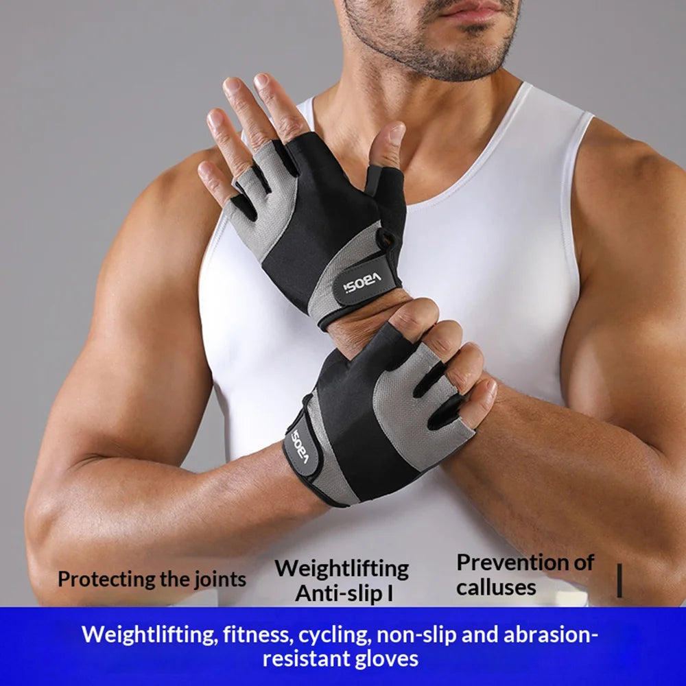 VBOSI 4204V Workout Gloves Shock Absorbing Half Finger Weight Lifting Training Anti-Slip Gym Gloves - Black/M - 3