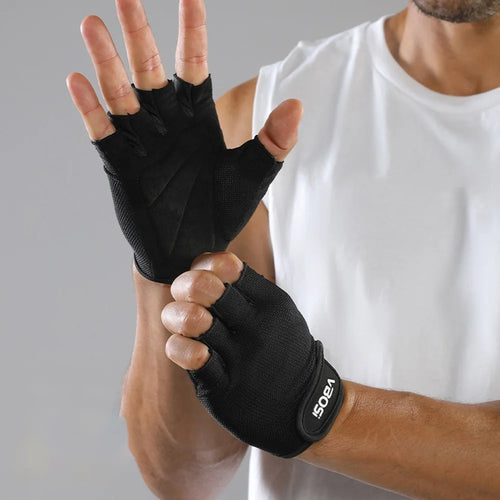 VBOSI 4104V Half Finger Cycling Gloves Breathable Anti-slip Training Gloves for Sports Workout Gym - Black/M - 1