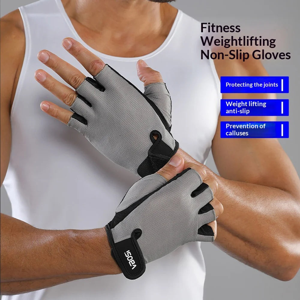 VBOSI 4104V Half Finger Cycling Gloves Breathable Anti-slip Training Gloves for Sports Workout Gym - Black/M - 3