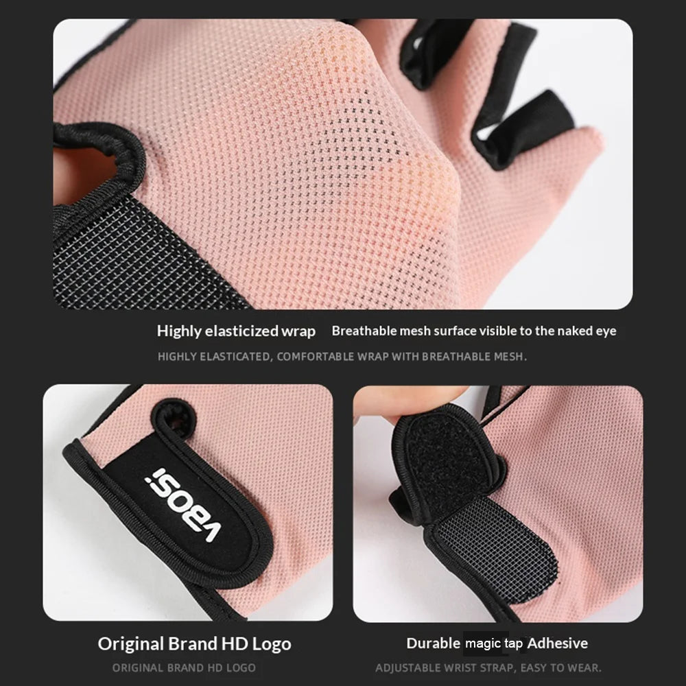 VBOSI 4104V Half Finger Cycling Gloves Breathable Anti-slip Training Gloves for Sports Workout Gym - Black/M - 5