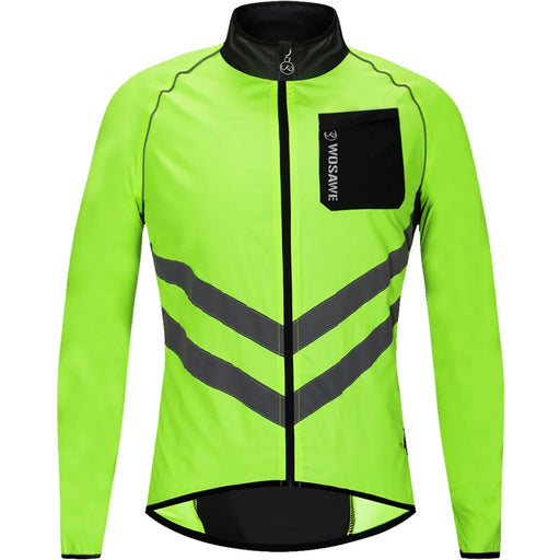 WOSAWE BL218 Waterproof Cycling Jersey Long Sleeve Reflective Jacket for Men Women Bike Riding - Green/Asian L/European M - 1