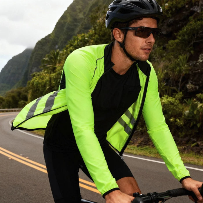 WOSAWE BL218 Waterproof Cycling Jersey Long Sleeve Reflective Jacket for Men Women Bike Riding - Green/Asian L/European M - 3
