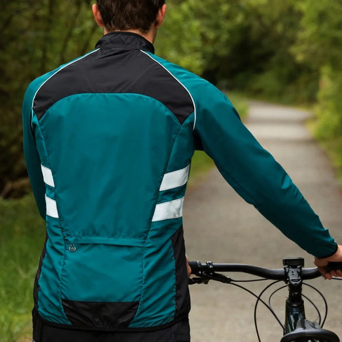 WOSAWE BL218 Waterproof Cycling Jersey Long Sleeve Reflective Jacket for Men Women Bike Riding - Green/Asian L/European M - 5