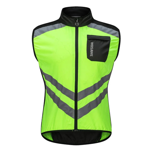 WOSAWE Waterproof Cycling Vest Sleeveless Windproof Reflective Zipper Jacket for Road Bike - BL208/G Green/Asian L/European M - 1