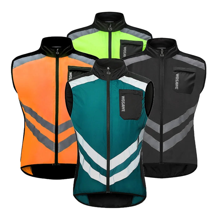 WOSAWE Waterproof Cycling Vest Sleeveless Windproof Reflective Zipper Jacket for Road Bike - BL208/G Green/Asian L/European M - 7