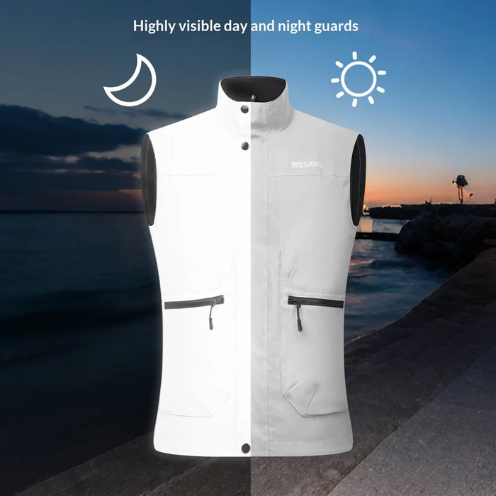 WOSAWE BD260 Cycling Reflective Vest Waterproof Sleeveless Jacket for Road Bike Night Running - BD260/S |Asian M/European S - 3