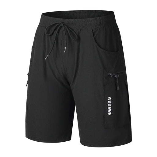WOSAWE BD129 Summer Cycling Shorts Road Mountain Bike Quick Dry Breathable Shorts with Pockets for Riding (without Cushion) - BD129/B Black | Asian M/European S - 1