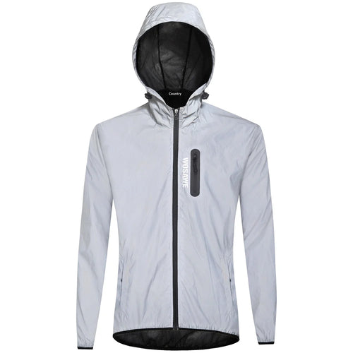 WOSAWE Reflective Cycling Jacket Waterproof Windproof Long Sleeve Hooded Coat for Men Women - BL210 Silver | Asia Size M / EU Size S - 1