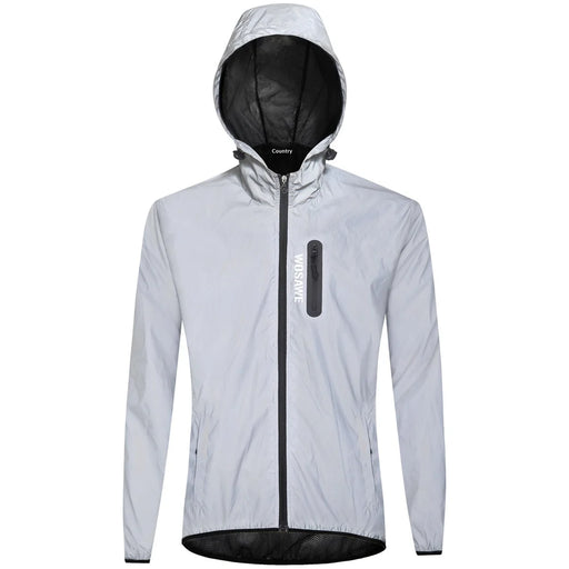 WOSAWE Reflective Cycling Jacket Waterproof Windproof Long Sleeve Hooded Coat for Men Women - BL210 Silver | Asia Size M / EU Size S - 1