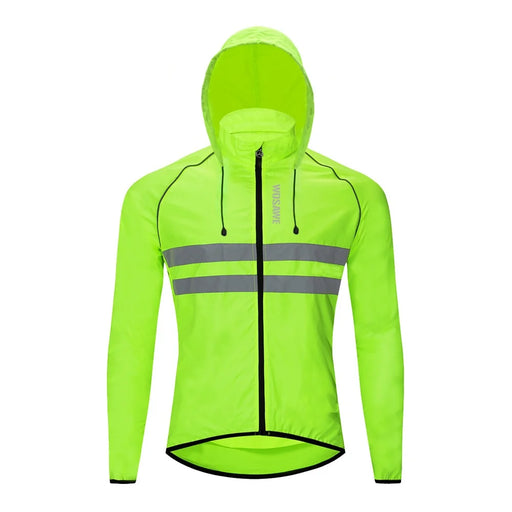 WOSAWE BL225 Men Cycling Jacket Reflective Hooded Long Sleeve Coat with Rear Zipper Pocket for Mountain Road Bike - BL225/G Green | Asian L/European M - 1