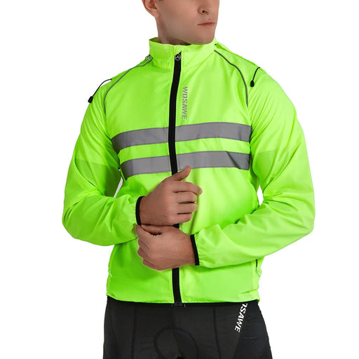 WOSAWE BL225 Men Cycling Jacket Reflective Hooded Long Sleeve Coat with Rear Zipper Pocket for Mountain Road Bike - BL225/G Green | Asian L/European M - 2
