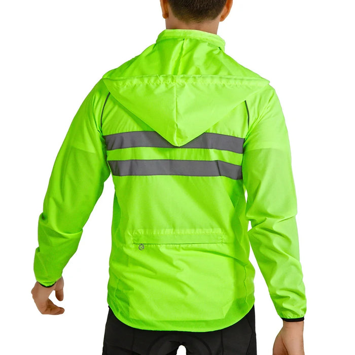 WOSAWE BL225 Men Cycling Jacket Reflective Hooded Long Sleeve Coat with Rear Zipper Pocket for Mountain Road Bike - BL225/G Green | Asian L/European M - 4