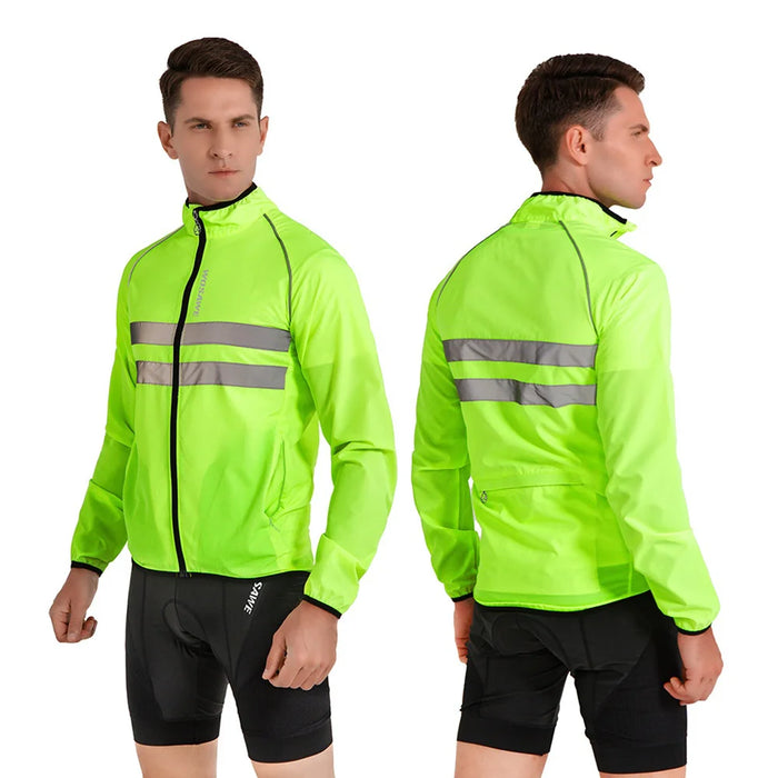 WOSAWE BL225 Men Cycling Jacket Reflective Hooded Long Sleeve Coat with Rear Zipper Pocket for Mountain Road Bike - BL225/G Green | Asian L/European M - 5