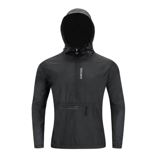 WOSAWE Cycling Jacket Lightweight Waterproof Multi-Pocket Hooded Coat for Road Bike Riding - BL245/B Black | Asian L / European M - 1