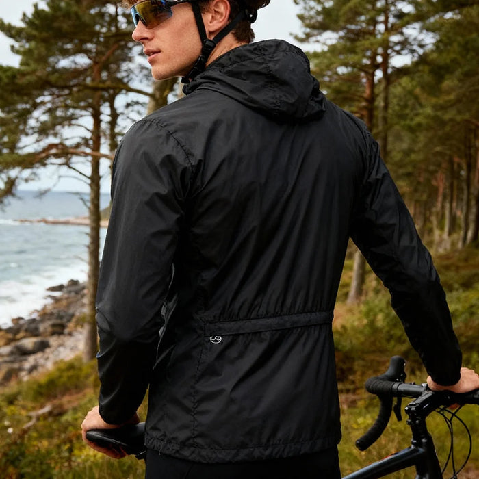 WOSAWE Cycling Jacket Lightweight Waterproof Multi-Pocket Hooded Coat for Road Bike Riding - BL245/B Black | Asian L / European M - 3