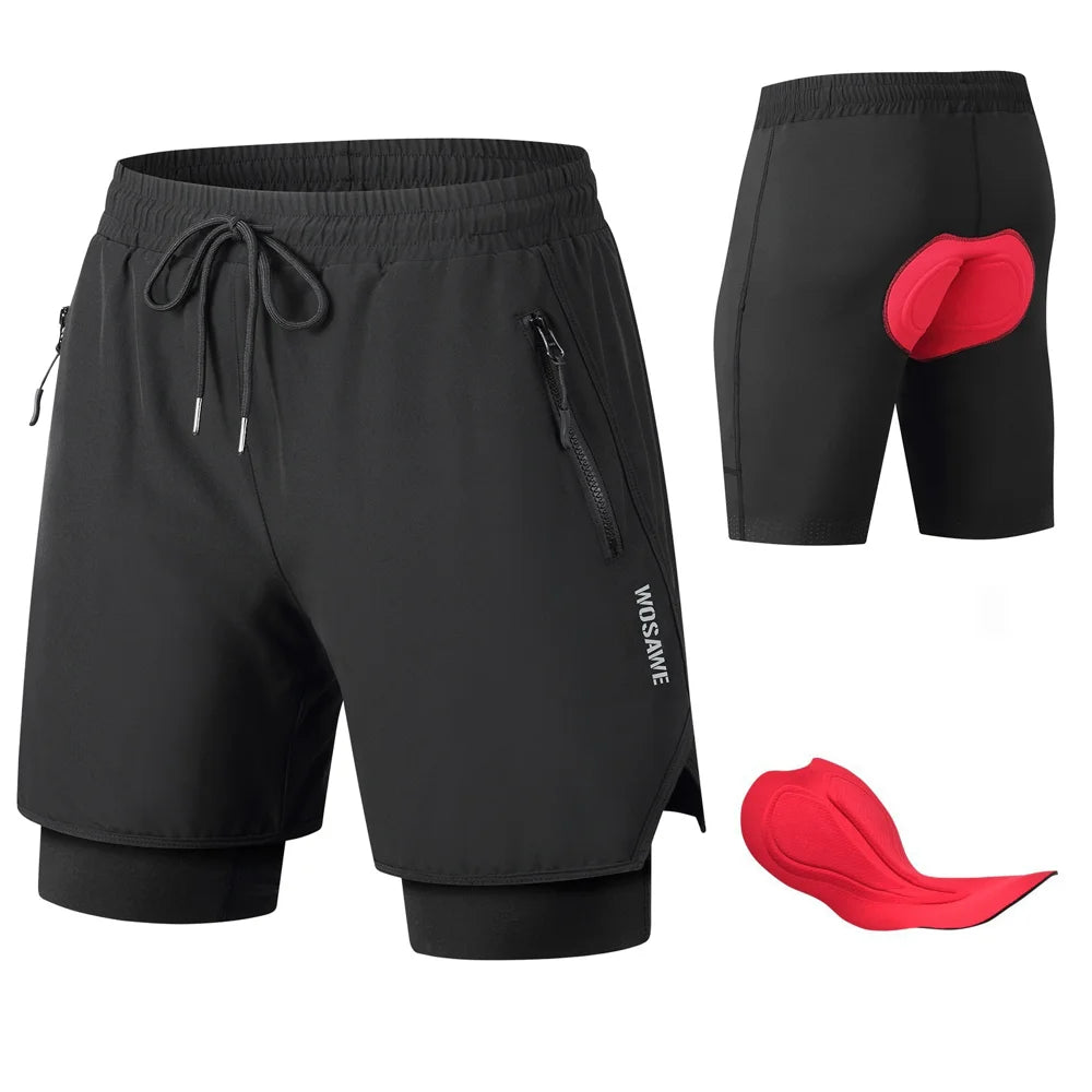 WOSAWE BE115 Cycling Shorts Quick Dry Road Bike Shorts with Cushioned Pad for Outdoor Sports - BE115/B Black | Asian M/European S - 1