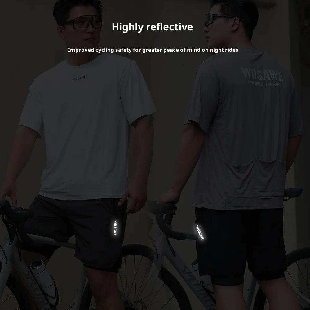 WOSAWE BE115 Cycling Shorts Quick Dry Road Bike Shorts with Cushioned Pad for Outdoor Sports - BE115/B Black | Asian M/European S - 6