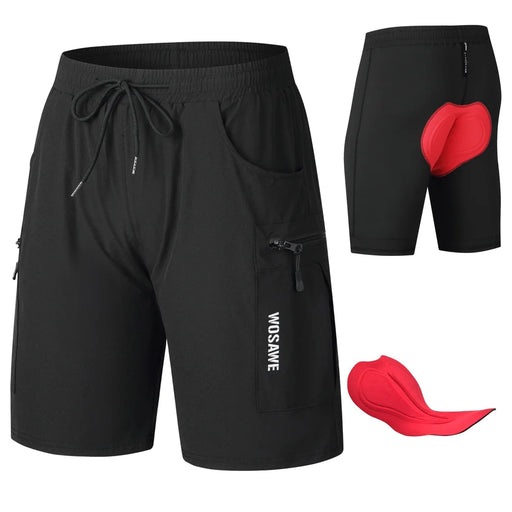 WOSAWE BD119 Reflective Summer Cycling Shorts 4D Padded MTB Road Bike Shorts for Men Women - BD119/B Black | Asian M/European S - 1