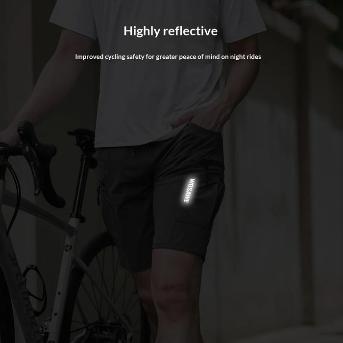 WOSAWE BD119 Reflective Summer Cycling Shorts 4D Padded MTB Road Bike Shorts for Men Women - BD119/B Black | Asian M/European S - 5