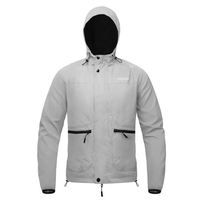 WOSAWE BD264 Cycling Reflective Jacket Windproof Waterproof Road Bike Hooded Coat for Men Women - BD264/S Silver | Asian M/European S - 1