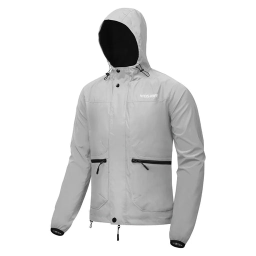 WOSAWE BD264 Cycling Reflective Jacket Windproof Waterproof Road Bike Hooded Coat for Men Women - BD264/S Silver | Asian M/European S - 2