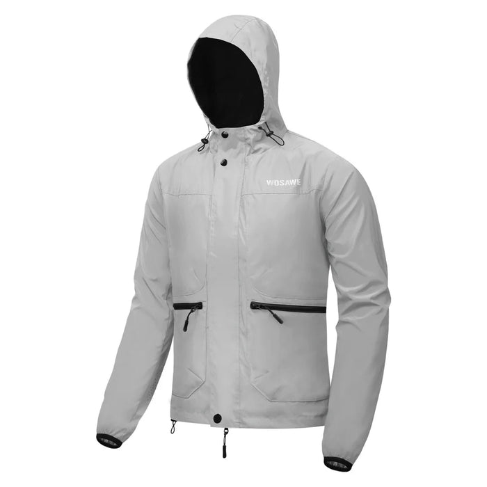 WOSAWE BD264 Cycling Reflective Jacket Windproof Waterproof Road Bike Hooded Coat for Men Women - BD264/S Silver | Asian M/European S - 2