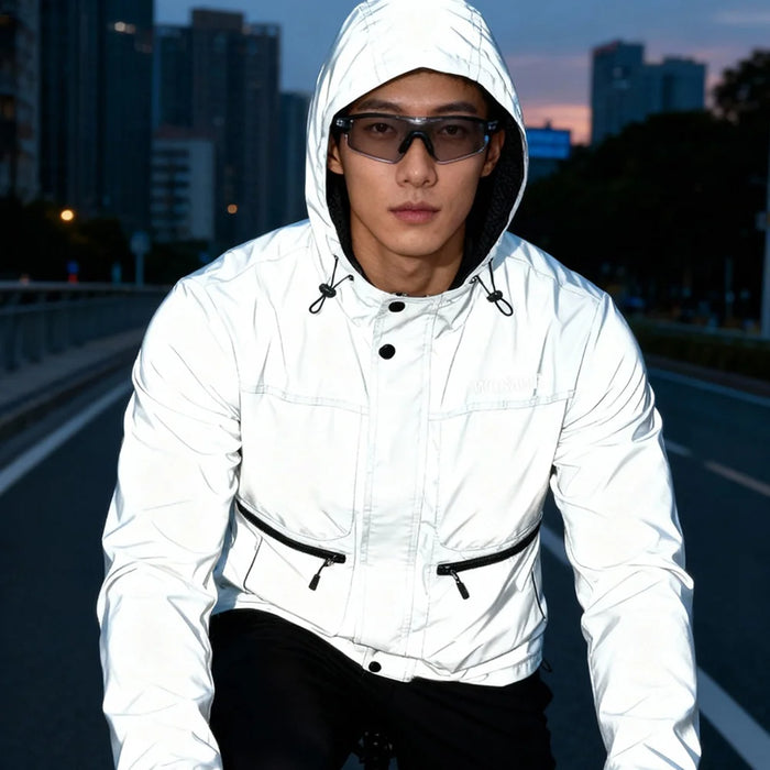 WOSAWE BD264 Cycling Reflective Jacket Windproof Waterproof Road Bike Hooded Coat for Men Women - BD264/S Silver | Asian M/European S - 6